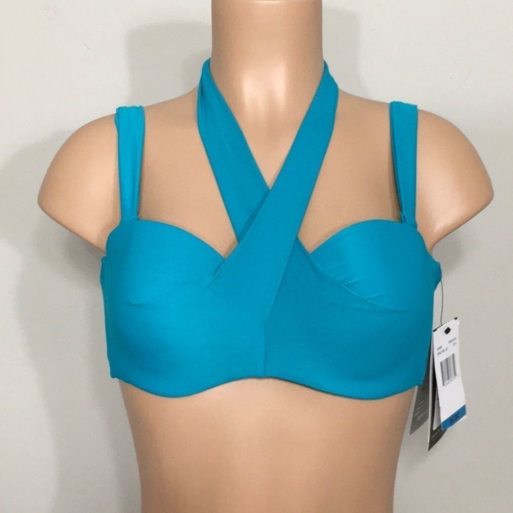 COCO REEF 5-way Bra Sized teal bikini top. 32/34D - Picture 6 of 11